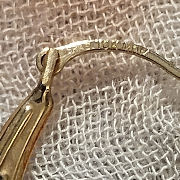 Elegant 10k Gold Hoop Earrings Greek Key Design Tri Color Gold